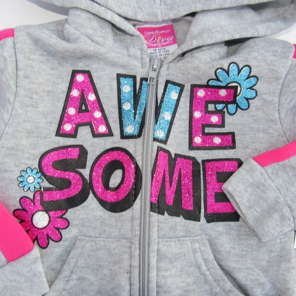 Baby Girl 2 piece Sweat Suit Hoodie and Pants - Picture 7 of 8